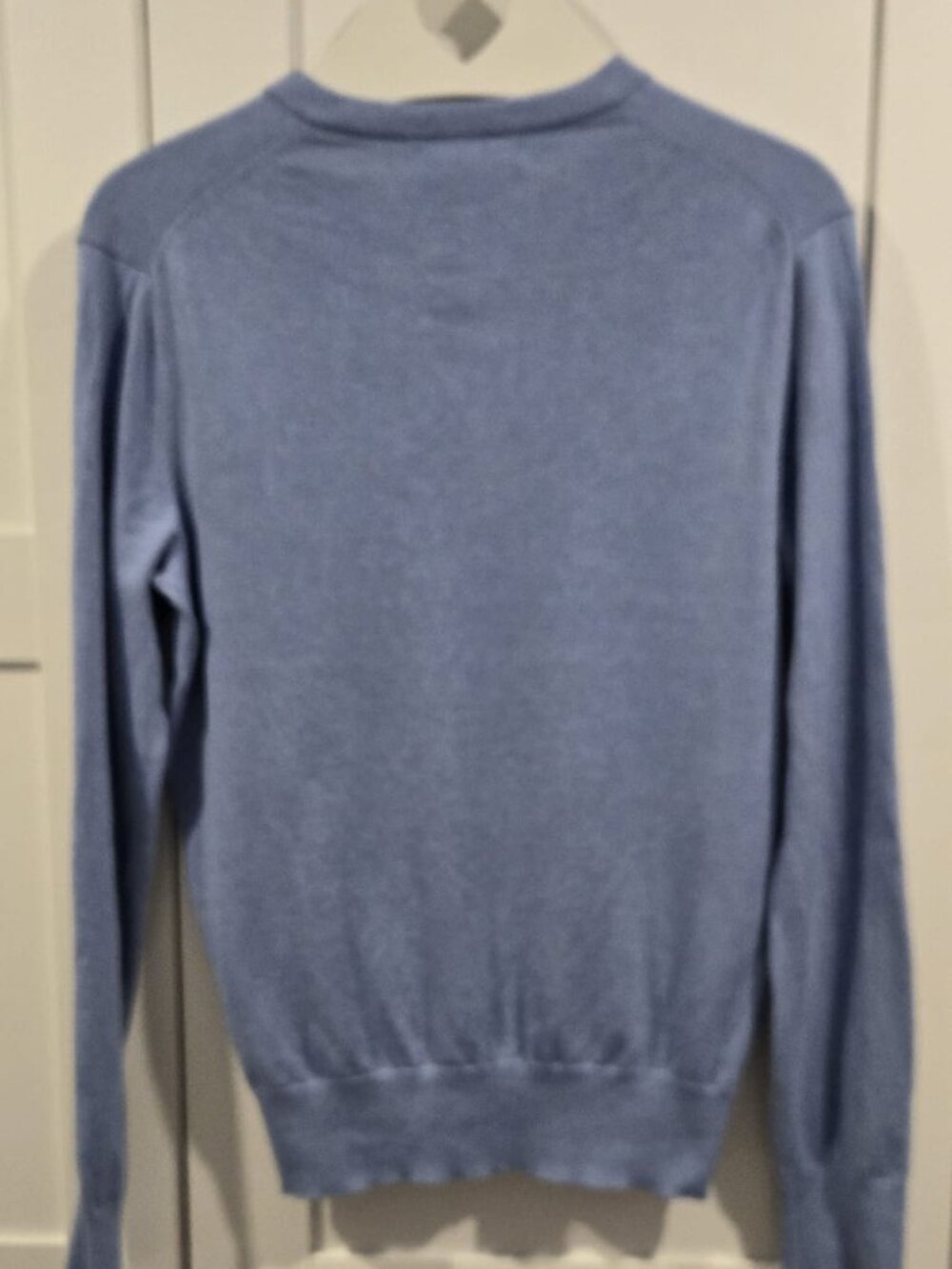 Banana Republic Luxury Blend Silk Cotton Cashmere V-Neck Sweater Blue S PTP19 - Picture 11 of 11